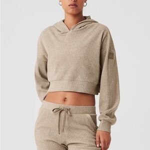 ALO Muse Tan Ribbed Hoodie